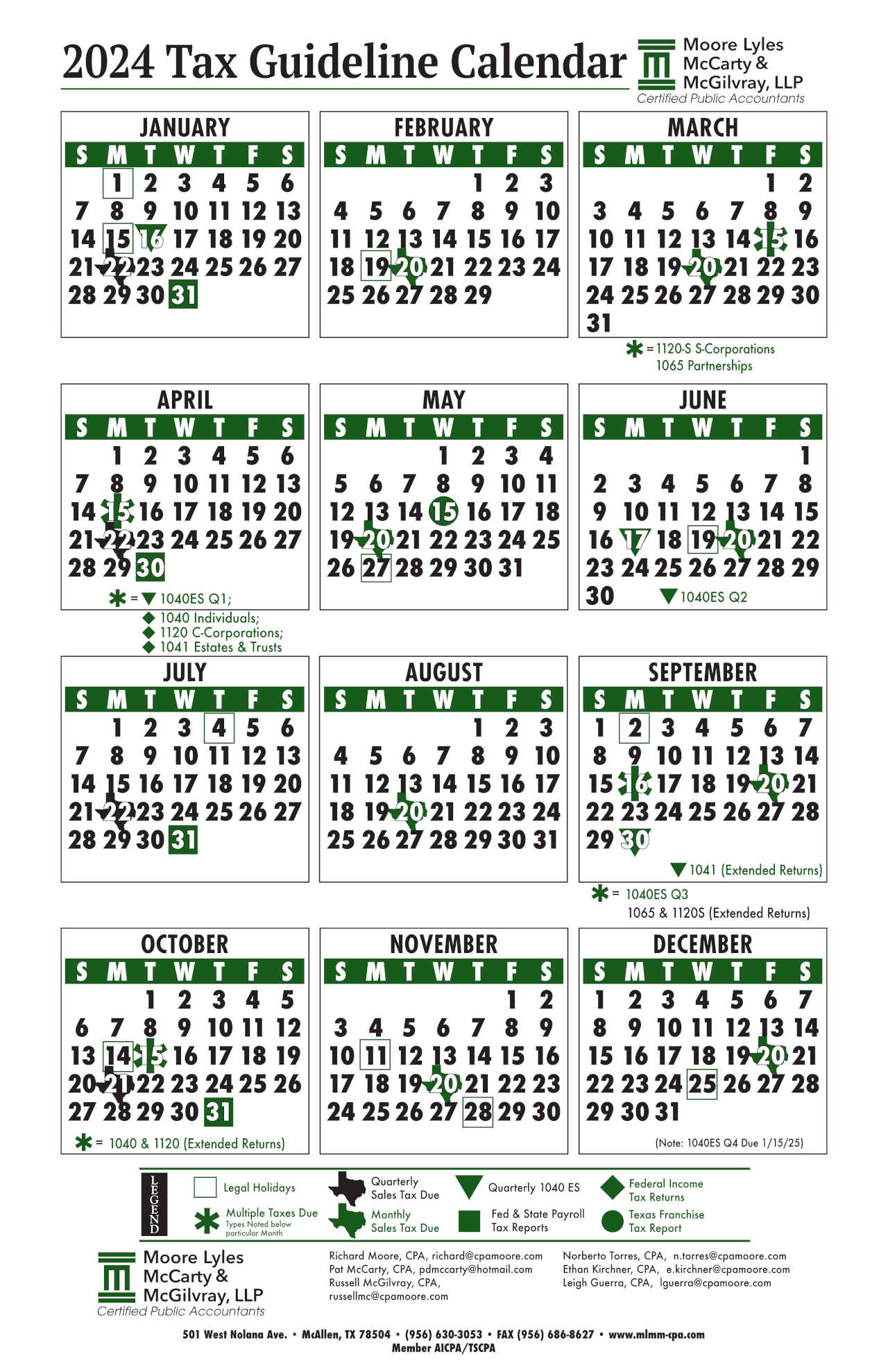 Tax Deadline Calendar